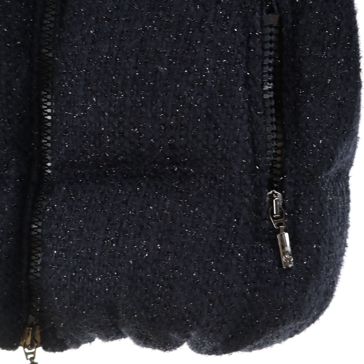 MONCLER モンクレール ハンガリー製 ラメツイード ダウンジャケット 0 ネイビー RATEL レディース