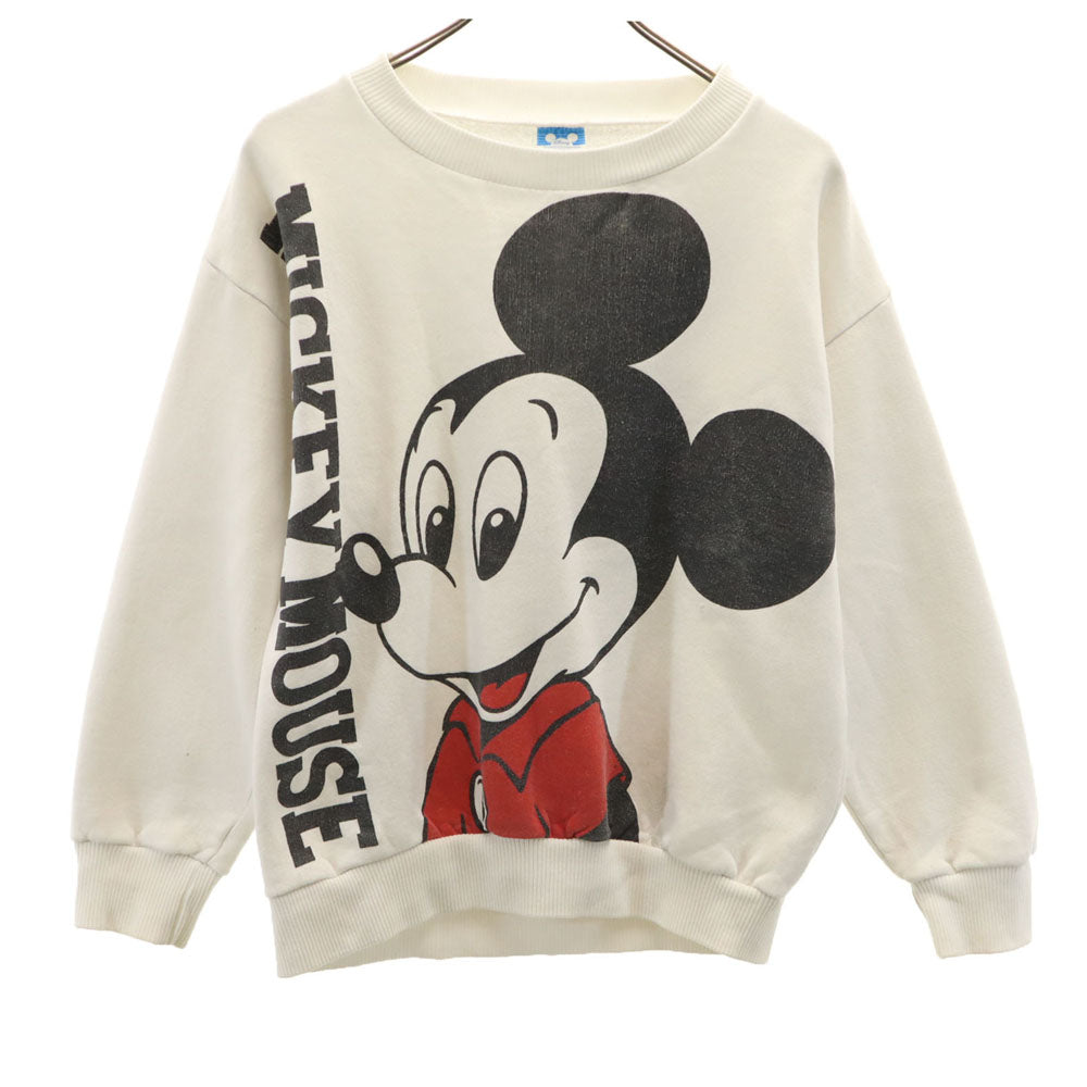 Disney ディズニー 90s オールド USA製 両面プリント 長袖 トレーナー S ホワイト 裏起毛 メンズ