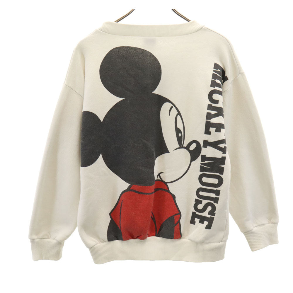 Disney ディズニー 90s オールド USA製 両面プリント 長袖 トレーナー S ホワイト 裏起毛 メンズ