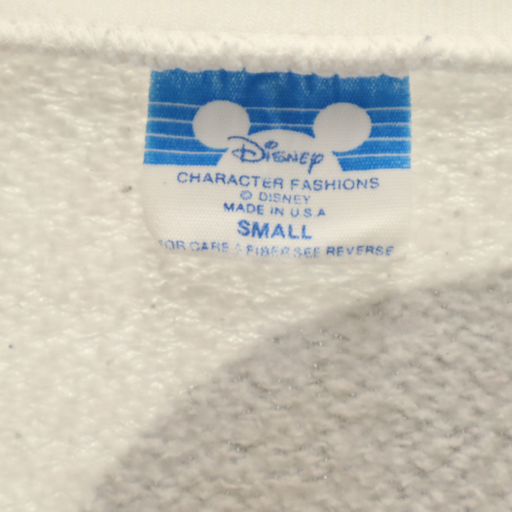 Disney ディズニー 90s オールド USA製 両面プリント 長袖 トレーナー S ホワイト 裏起毛 メンズ