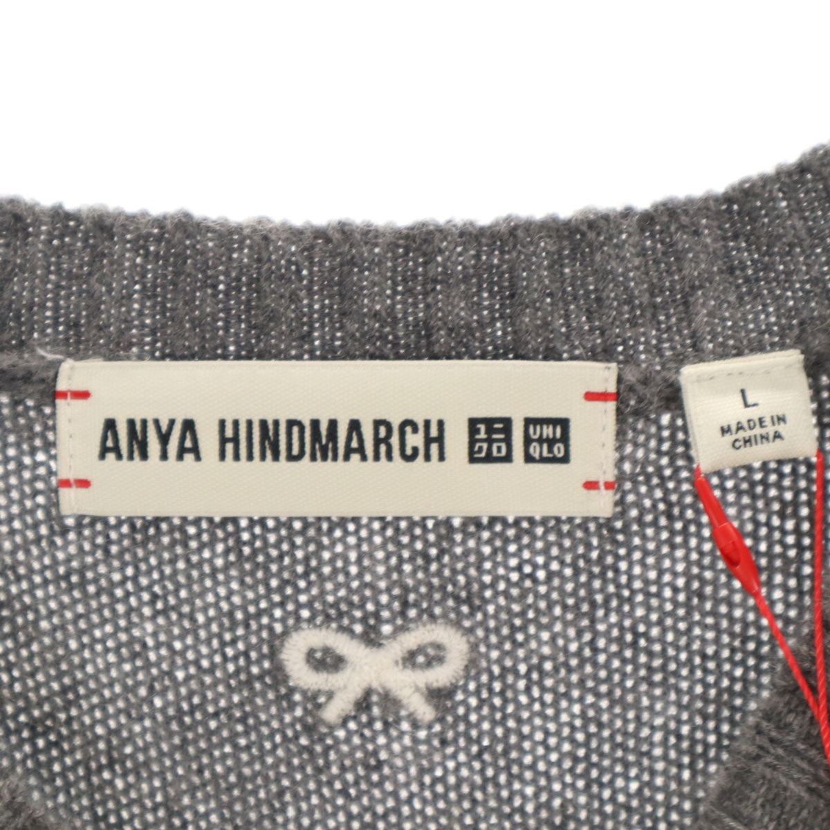 未使用 UNIQLO ユニクロ アニヤハインドマーチ ANYA HINDMARCH コラボ カシミヤ100％ 長袖 セーター L グレー ニット レディース