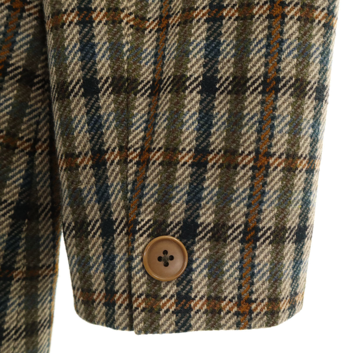 Chloe クロエ ウール チェック柄 テーラードジャケット 42 カーキ系 レディース