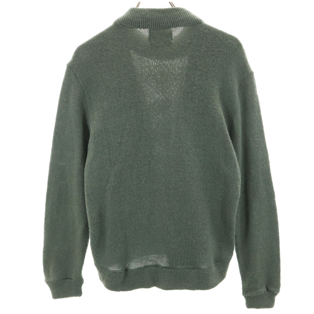 Sears シアーズ 70s ヴィンテージ 長袖 スエードレザー切替 セーター M カーキ ニット メンズ