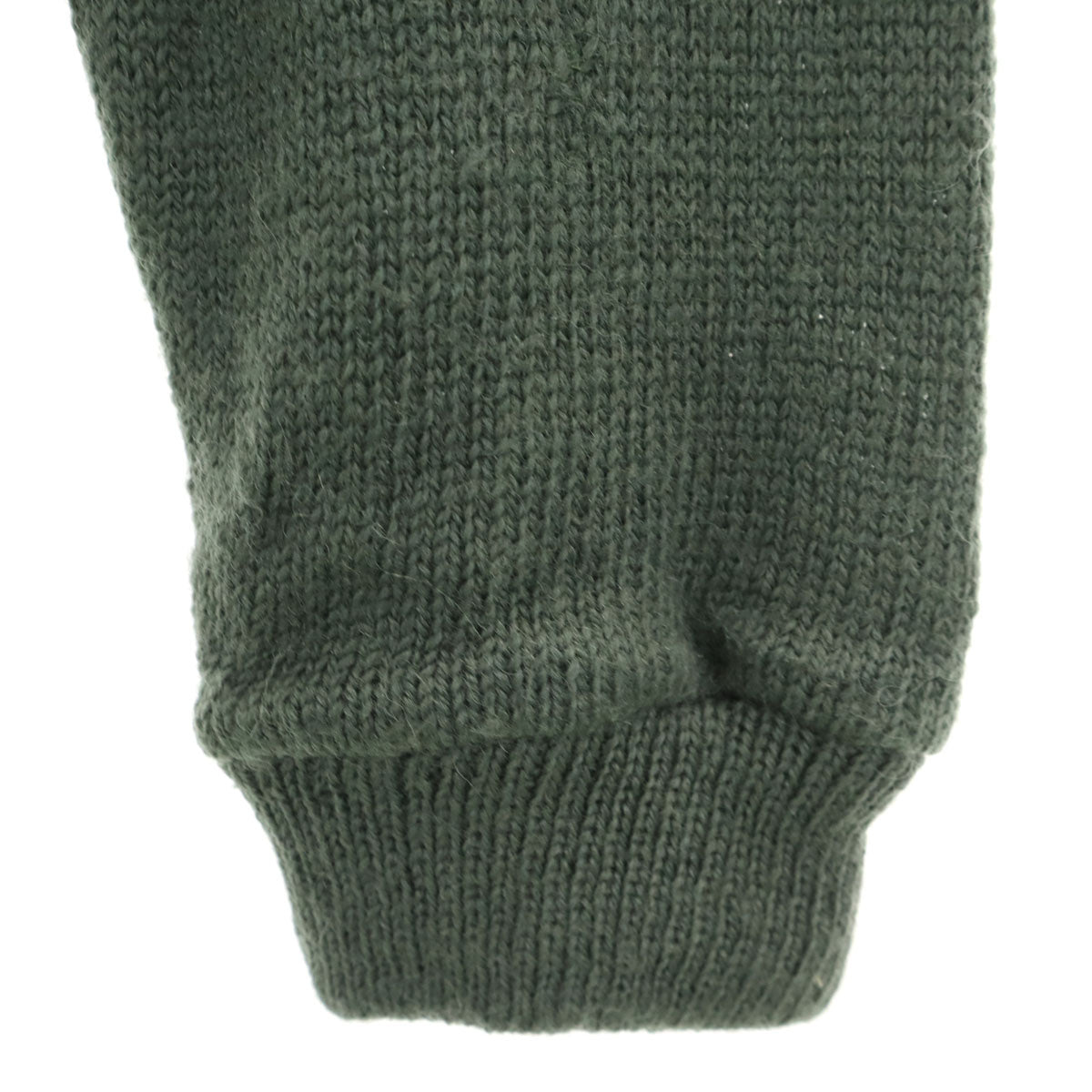 Sears シアーズ 70s ヴィンテージ 長袖 スエードレザー切替 セーター M カーキ ニット メンズ