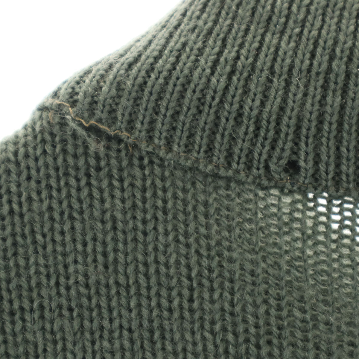 Sears シアーズ 70s ヴィンテージ 長袖 スエードレザー切替 セーター M カーキ ニット メンズ