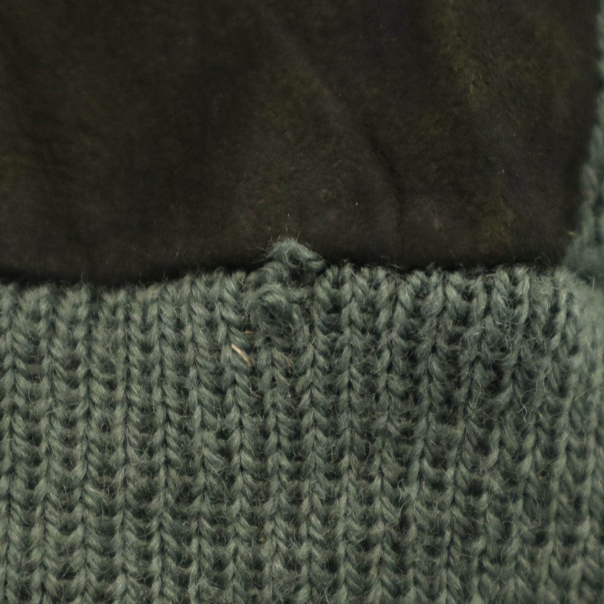 Sears シアーズ 70s ヴィンテージ 長袖 スエードレザー切替 セーター M カーキ ニット メンズ