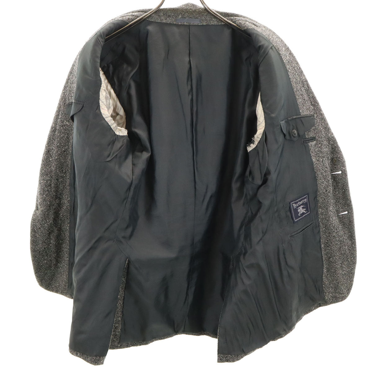 Burberrys バーバリーズ 90s 日本製 オールド ツイード テーラードジャケット AB5 ブラック系 三陽商会 メンズ