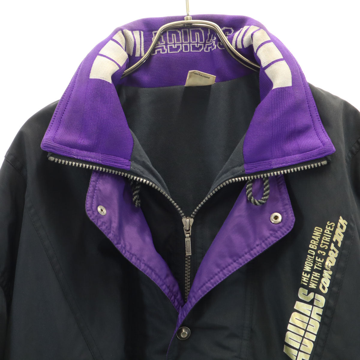 adidas アディダス 80s ヴィンテージ トレフォイル ナイロンジャケット L ブラック デサント社製 メンズ