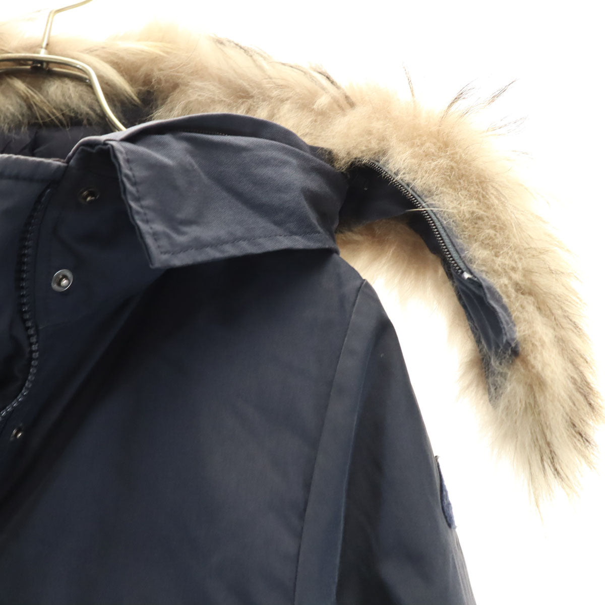 Pyrenex ピレネックス ダウンジャケット 38 ネイビー ラクーンファー付き レディース