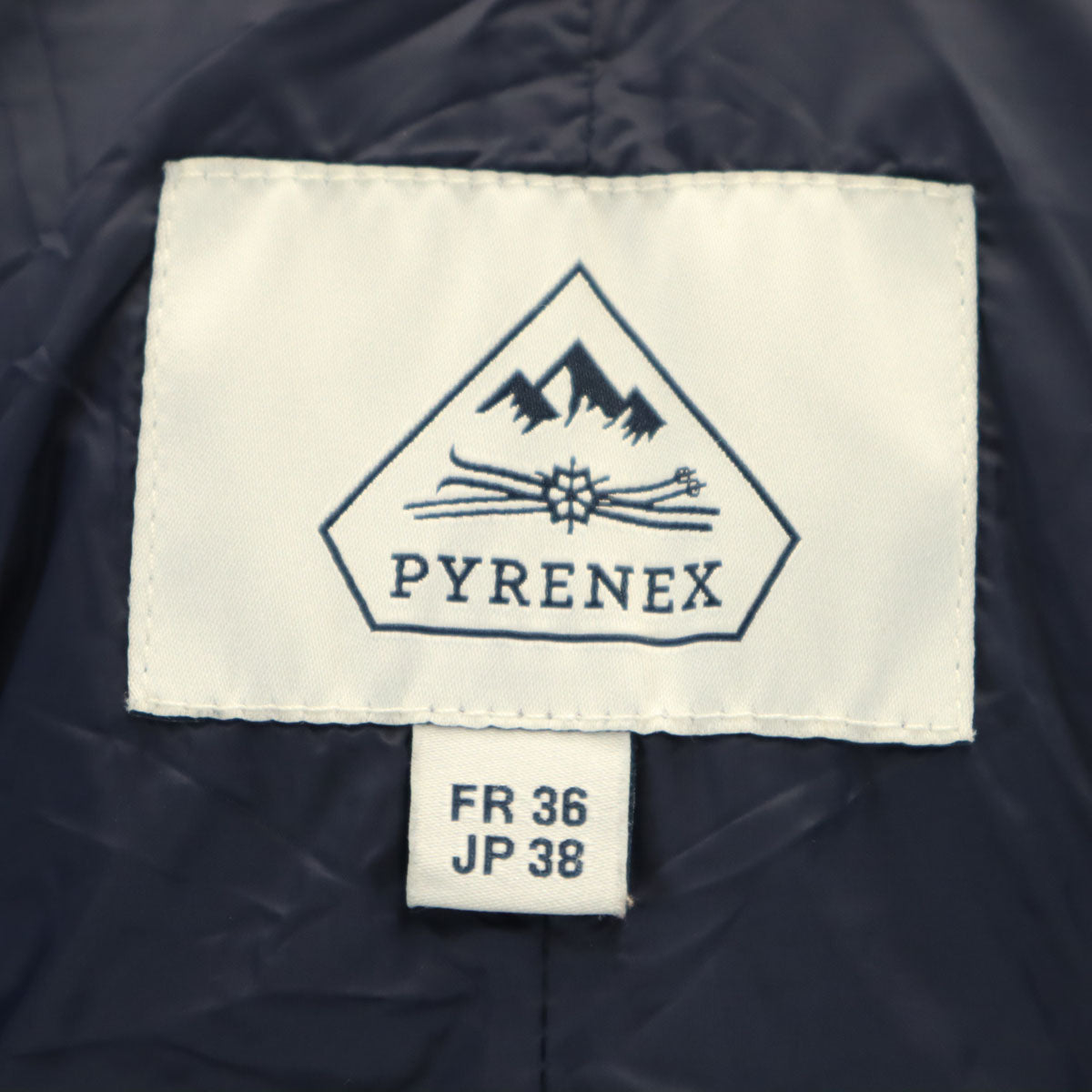 Pyrenex ピレネックス ダウンジャケット 38 ネイビー ラクーンファー付き レディース