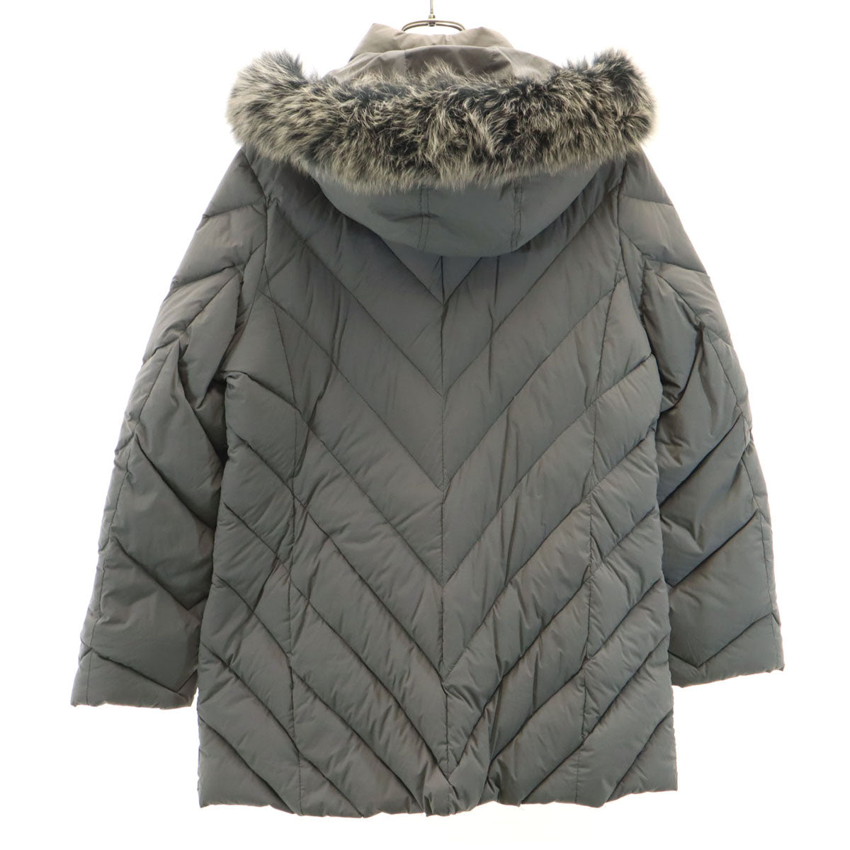 BALMAIN バルマン ダウンコート L グレー ブルーフォックスファー付き レディース