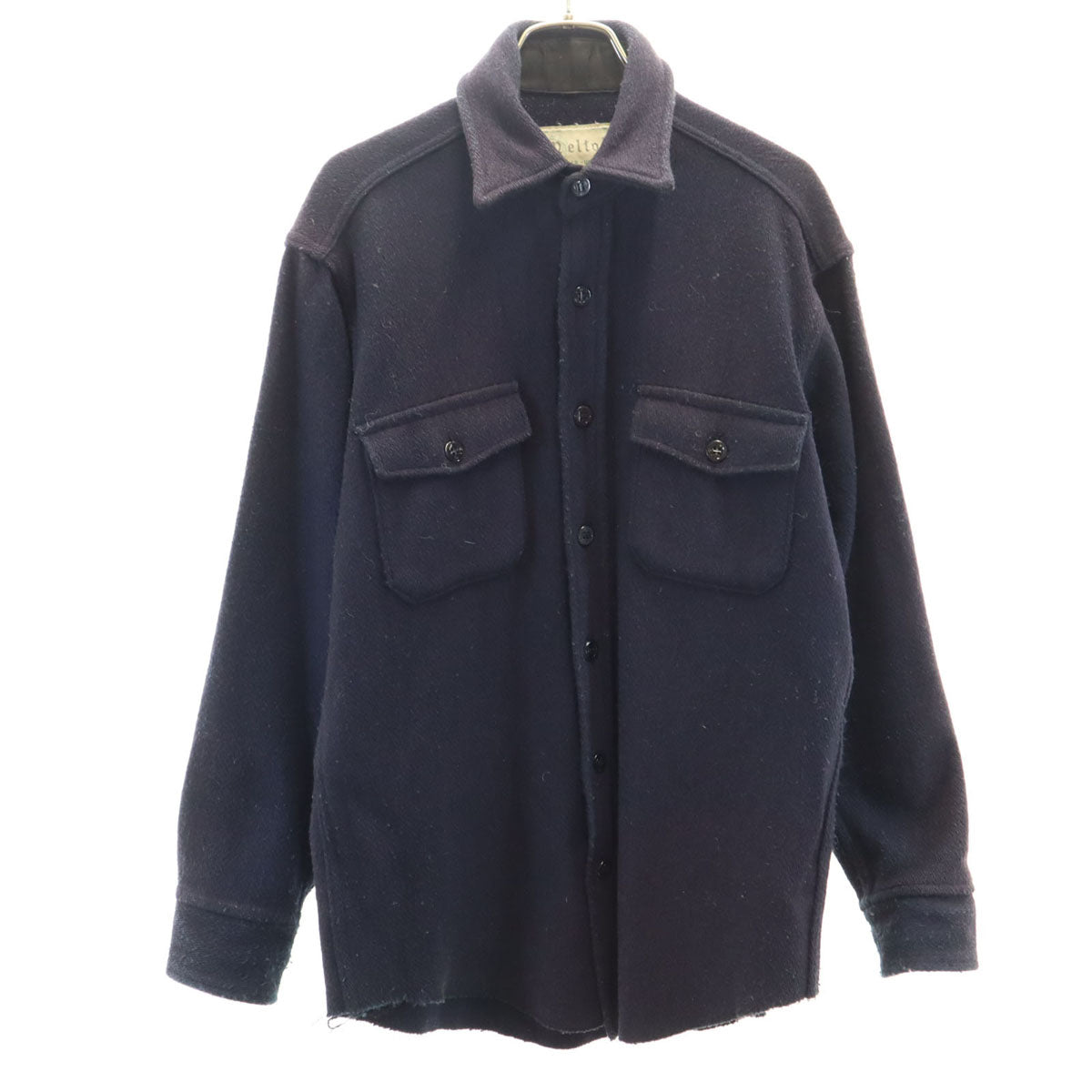 melton メルトン 70s USA製 ヴィンテージ 長袖 ウールシャツ M ネイビー メンズ