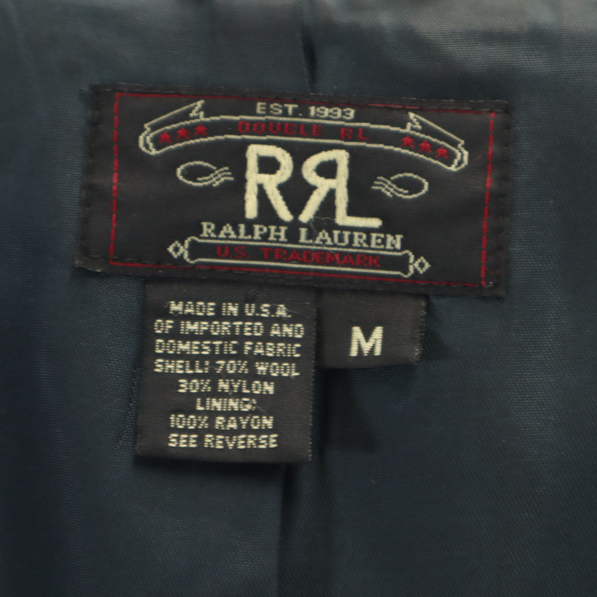 ダブルアールエル RRL 90s USA製 オールド 初期タグ 赤３星 テーラードジャケット M ブラック メンズ