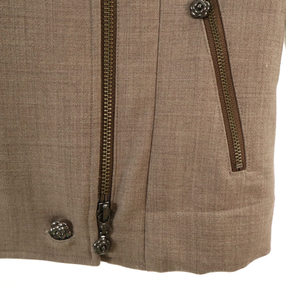 未使用 Rene ルネ 19AW 日本製 ウールブレンド ダブルライダースジャケット 36 ベージュ レディース