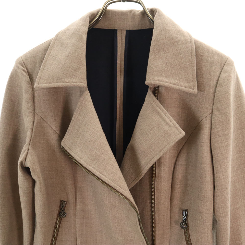 未使用 Rene ルネ 19AW 日本製 ウールブレンド ダブルライダースジャケット 36 ベージュ レディース