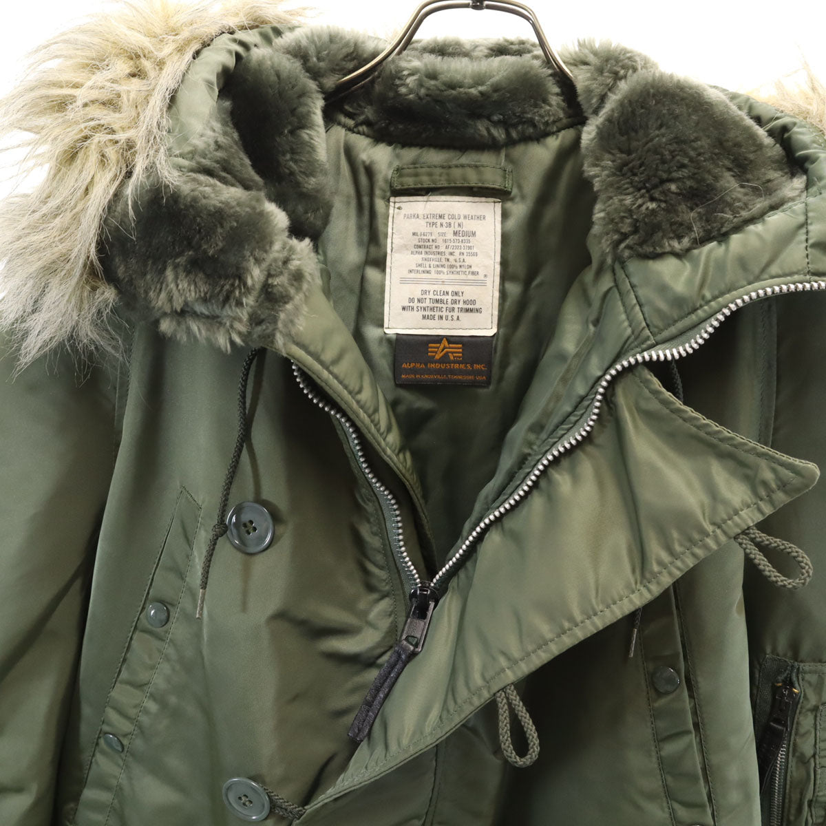 ALPHA INDUSTRIES INC アルファインダストリーズ USA製 N-3B フライトジャケット M カーキ メンズ