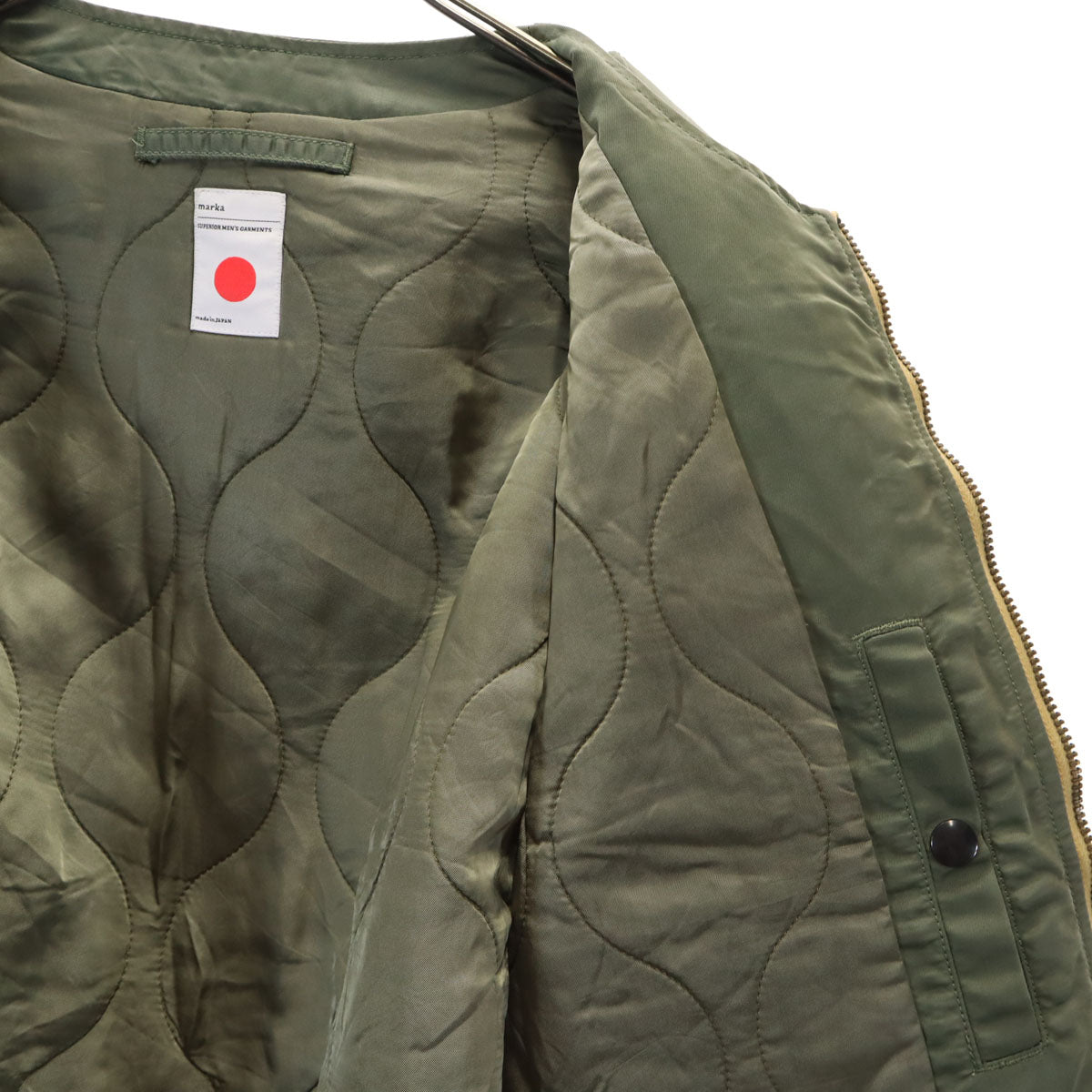 marka マーカ 日本製 MA-1 ノーカラー フライトジャケット 1 カーキ メンズ
