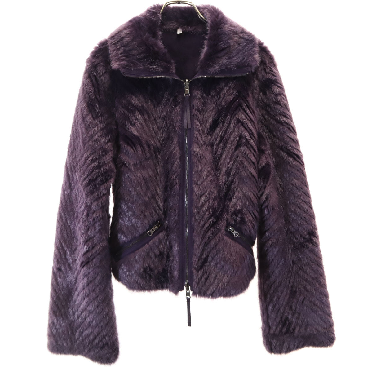 ARMANI JEANS アルマーニジーンズ リバーシブル スエード ジャケット USA6 パープル系 ファー レディース