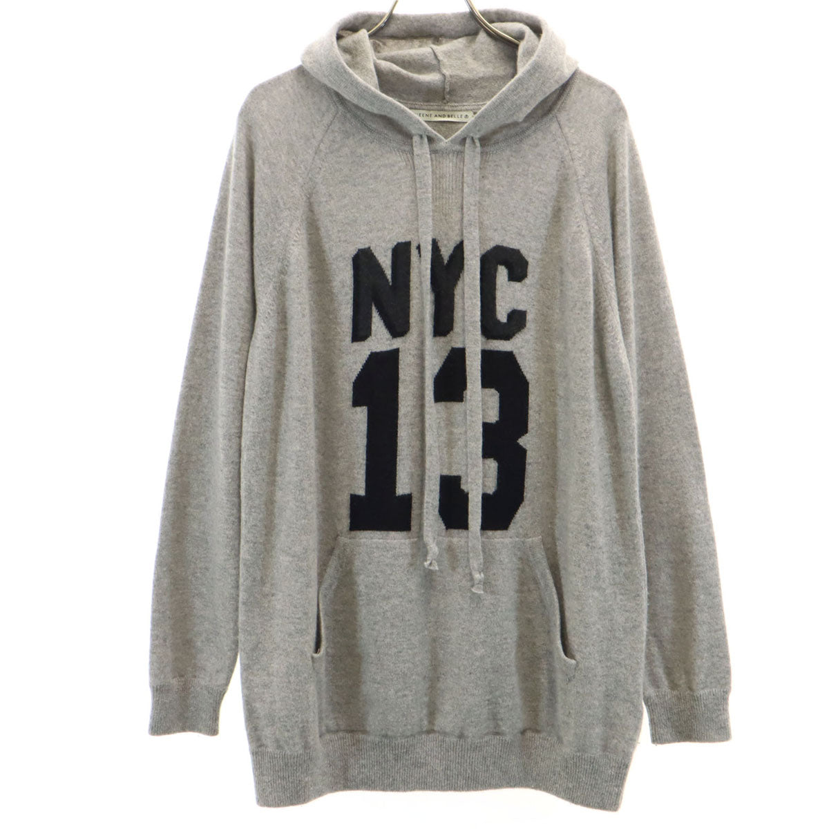 QUEENE AND BELLE クイーンアンドベル スコットランド製 長袖 ニット パーカー グレー レディース