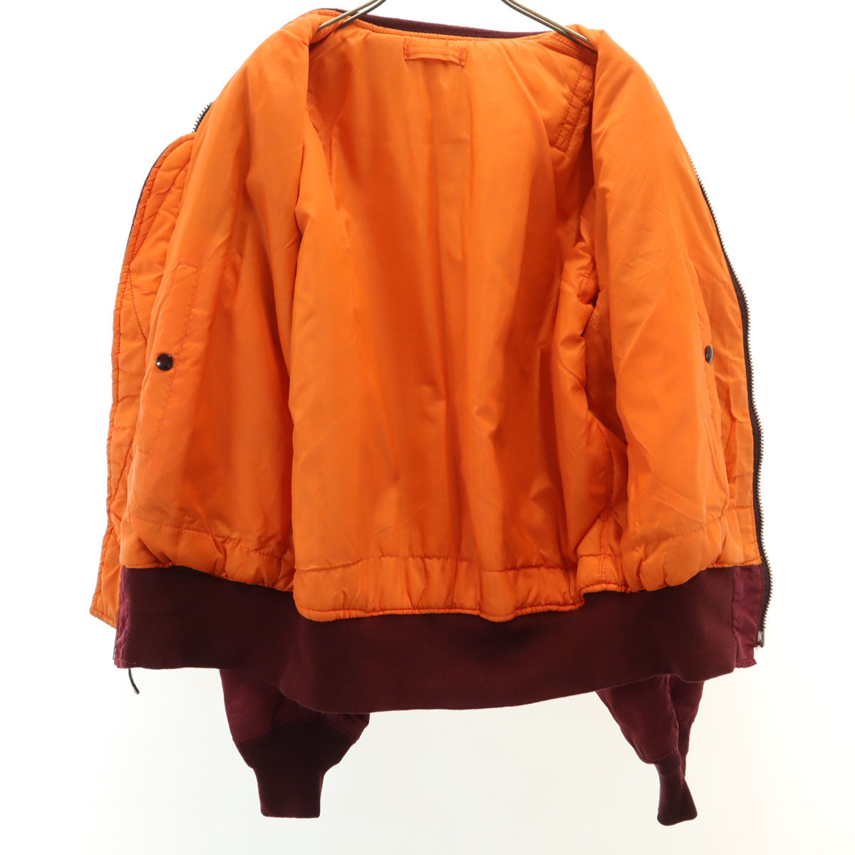 90s USA製 オールド MA-1 フライトジャケット M ワインレッド 中綿 IDEALジップ メンズ