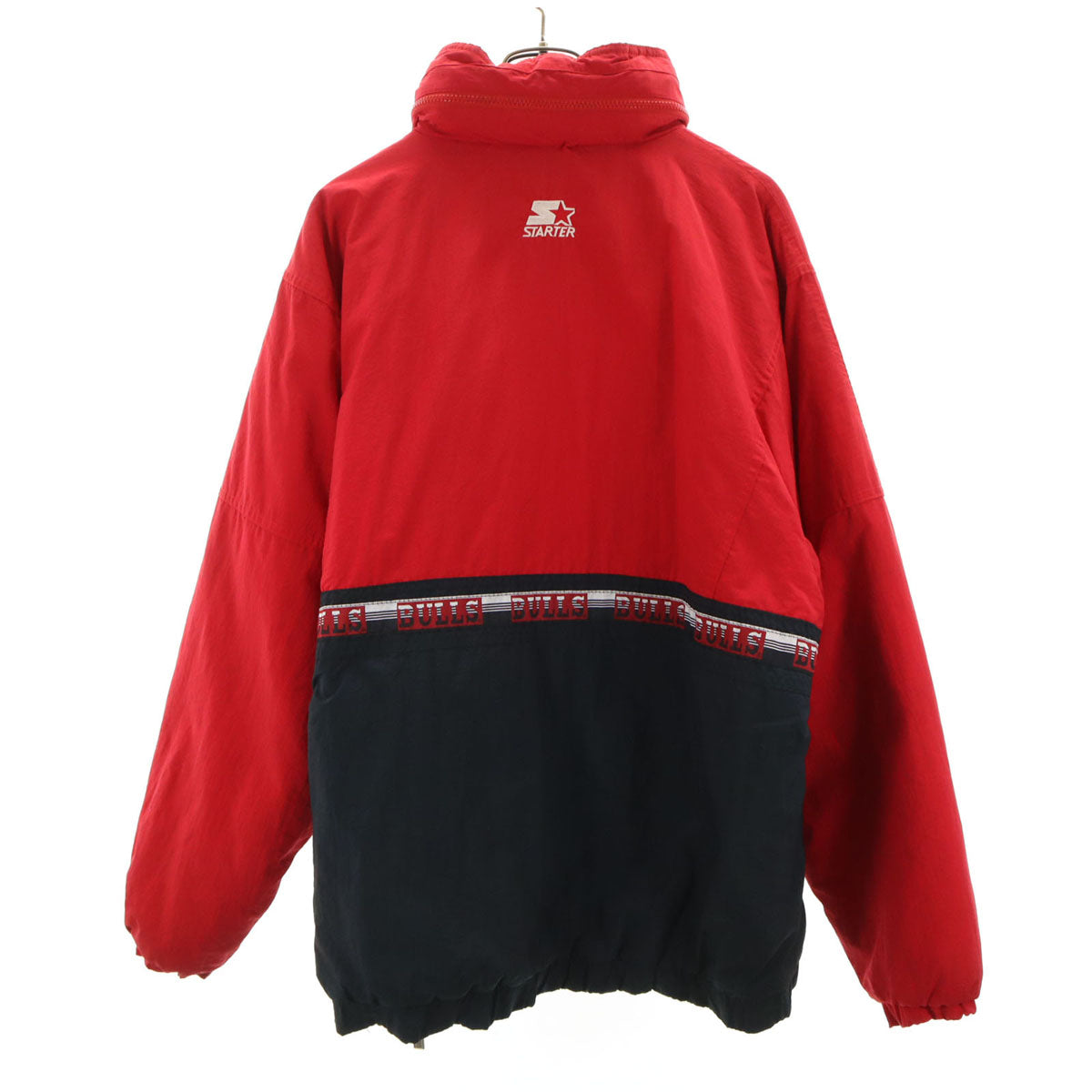 STARTER スターター 90s オールド NBA シカゴ・ブルズ ハーフジップ ナイロンジャケット L レッド プルオーバー 中綿 Chicago Bulls メンズ