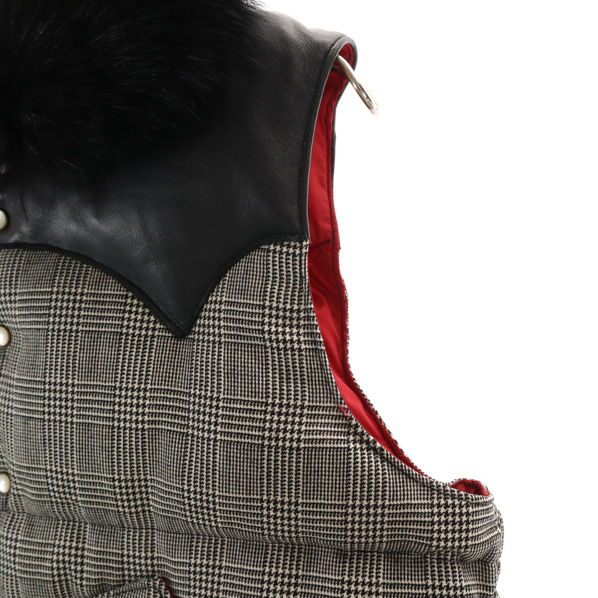 Rocky Mountain FeatherBed ロッキーマウンテンフェザーベッド グレンチェック ウエスタンヨーク ダウンベスト 36 ブラック メンズ