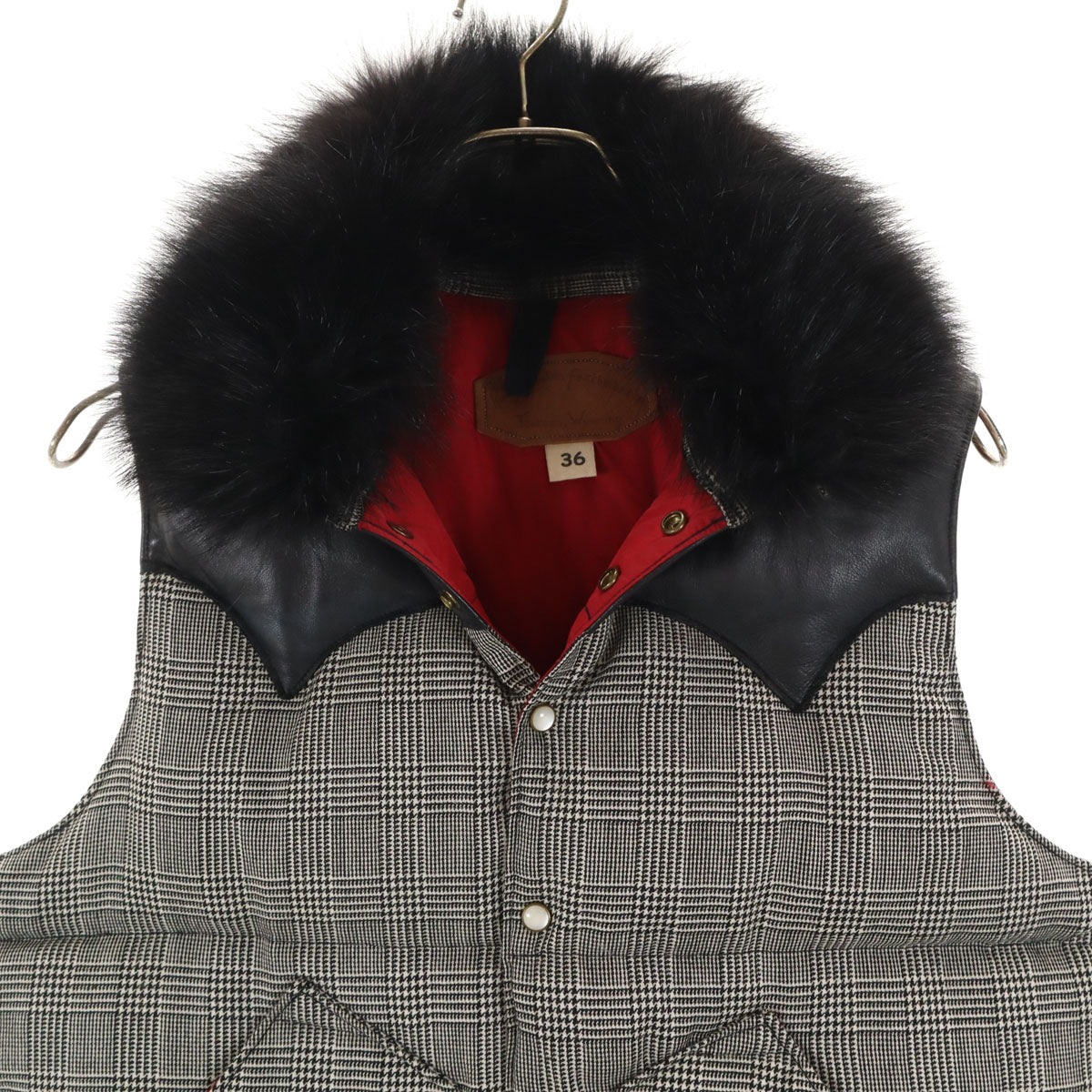 Rocky Mountain FeatherBed ロッキーマウンテンフェザーベッド グレンチェック ウエスタンヨーク ダウンベスト 36 ブラック メンズ