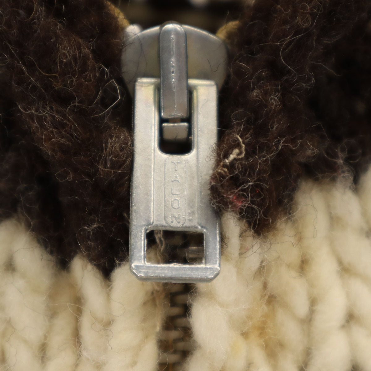 GENUINE COWICHAN 70s 80s カナダ製 ヴィンテージ サンダーバード カウチンジャケット ブラウン ニット TALONジップ メンズ