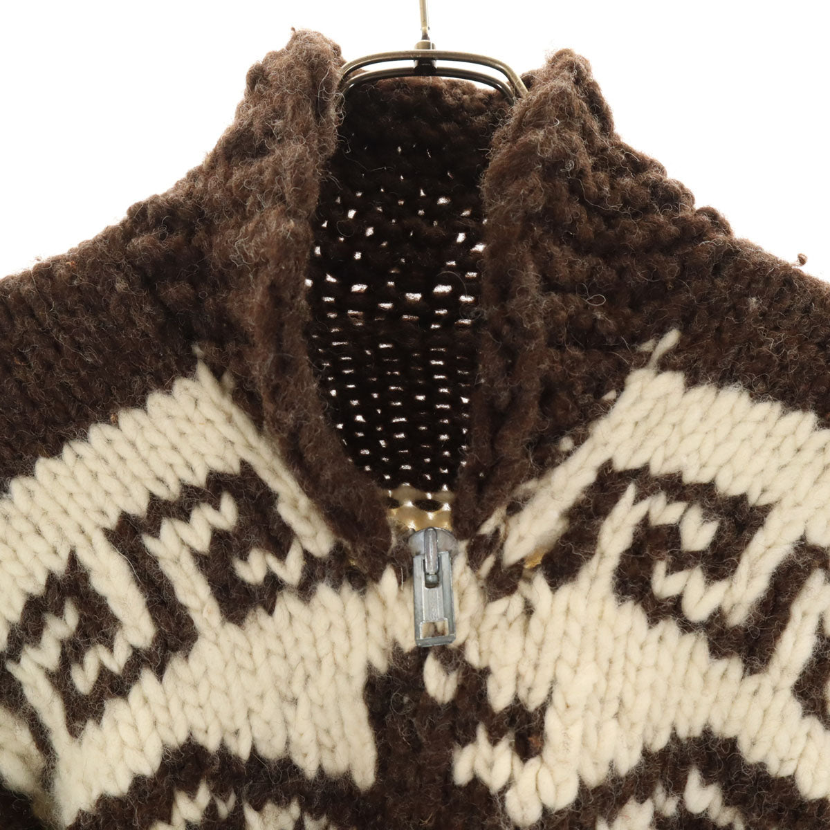 80s ヴィンテージ サンダーバード カウチンジャケット ブラウン ニット TALONジップ メンズ