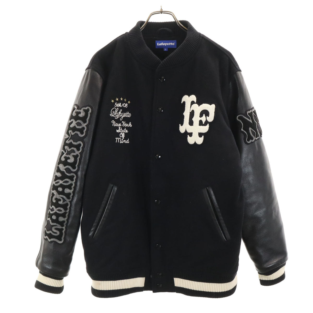 Lafayette ラファイエット 日本製 レザー切替 スタジャン L ブラック ジャケット メンズ