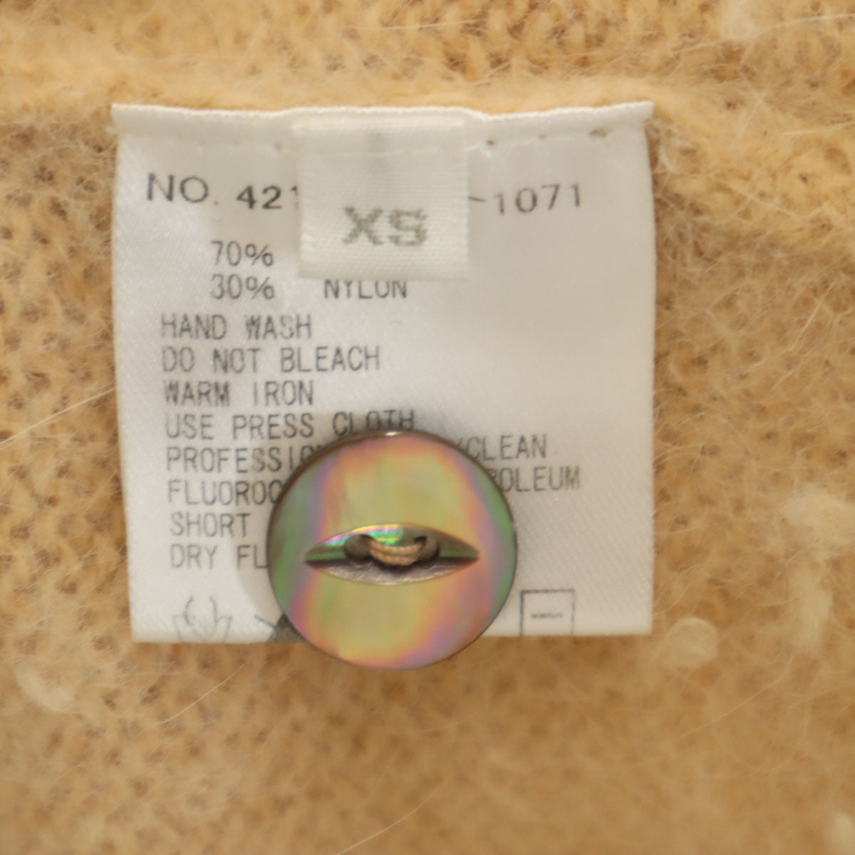 Ron Herman ロンハーマン 長袖 ニットカーディガン XS ペールオレンジ レディース