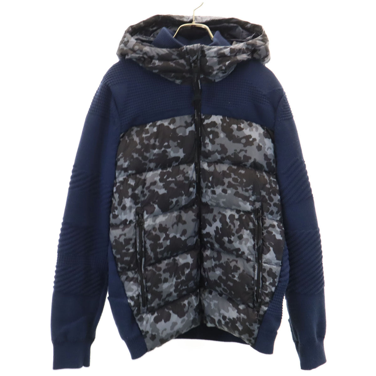 C.P.Company シーピーカンパニー カモフラ柄 ニット切替 ダウンジャケット 50 ネイビー メンズ