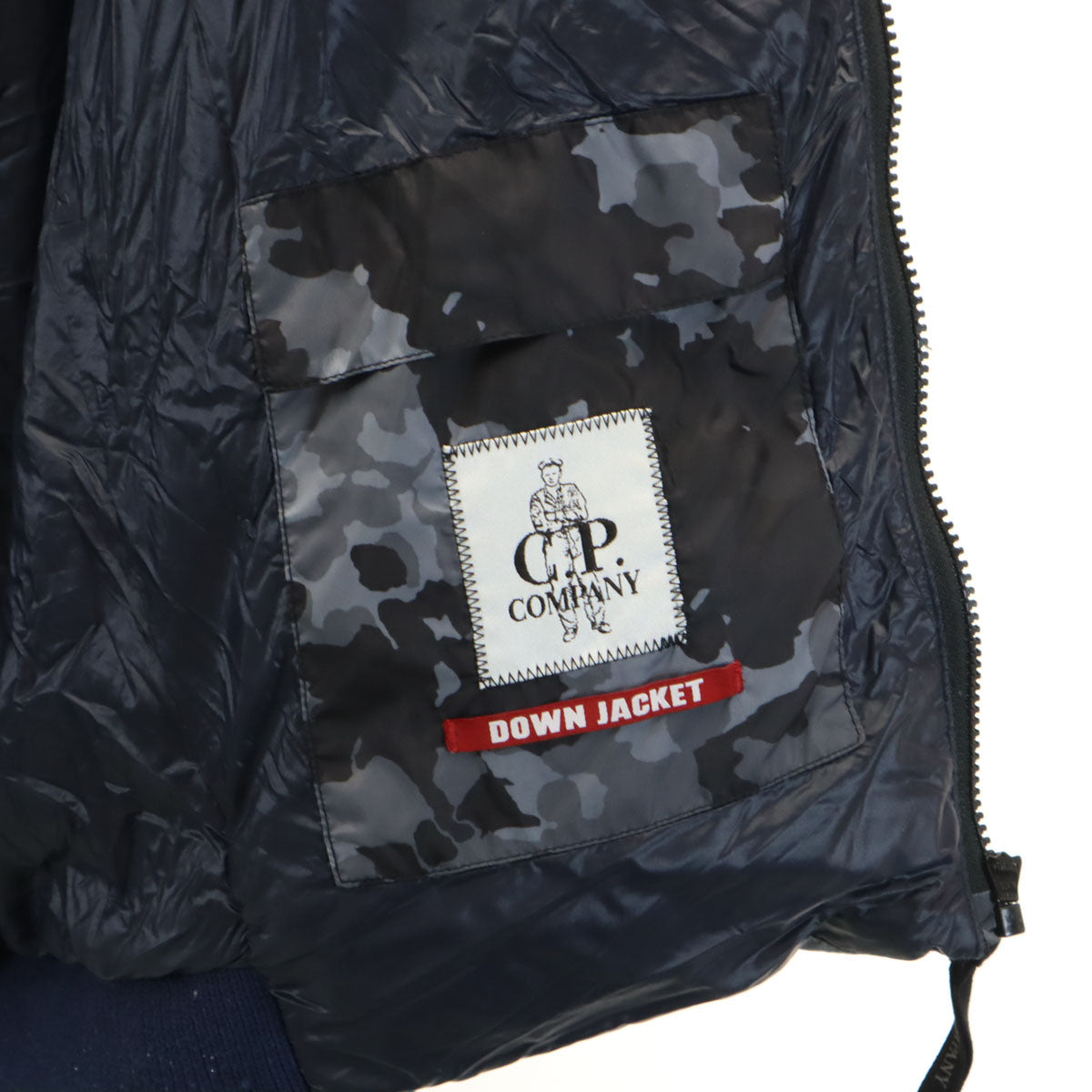 C.P.Company シーピーカンパニー カモフラ柄 ニット切替 ダウンジャケット 50 ネイビー メンズ