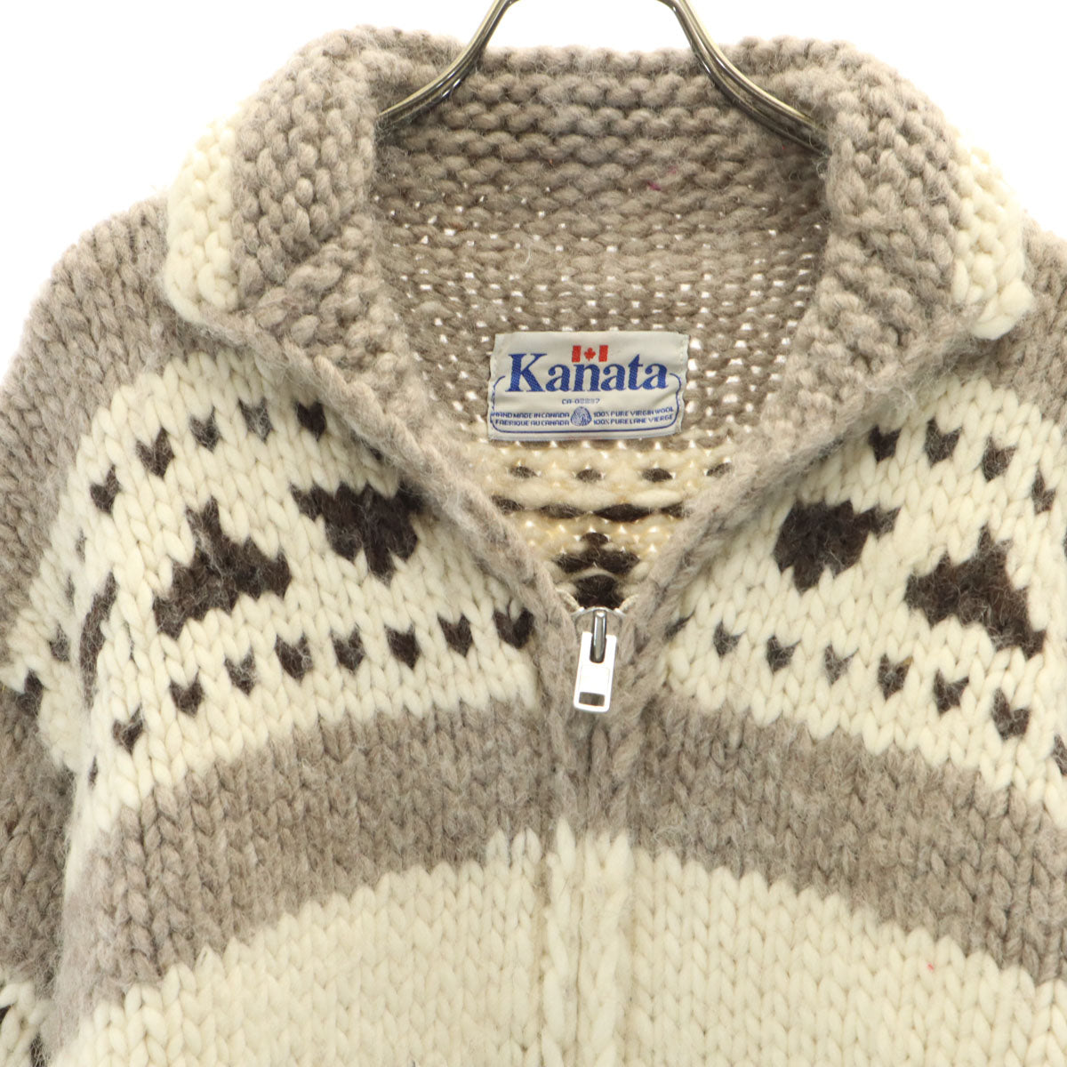 KANATA カナタ カナダ製 サンダーバード カウチンジャケット グレージュ ニット メンズ