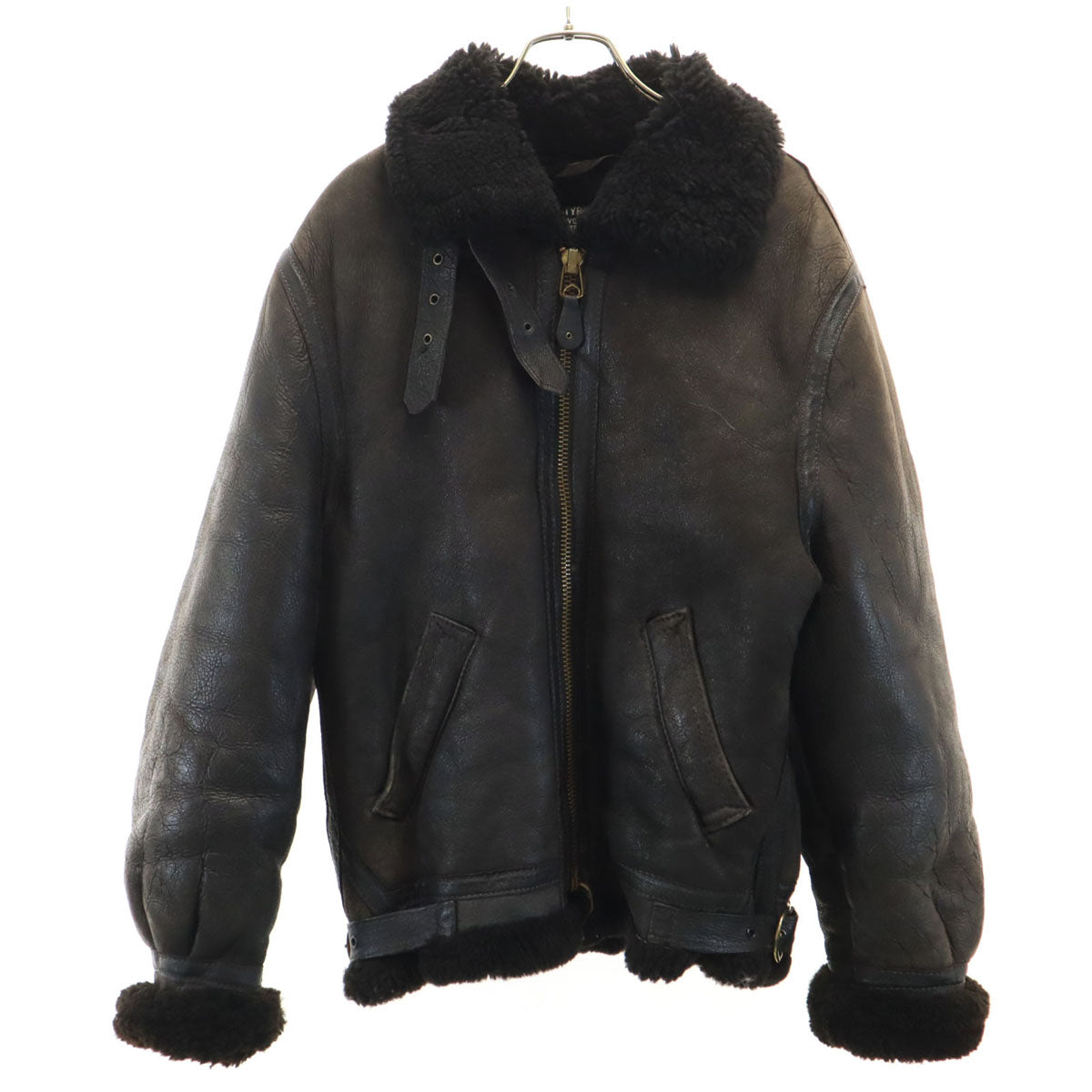 schott ショット USA製 羊革 シープスキン レザー B-3 ムートンジャケット 36 ブラウン ボマー フライト メンズ