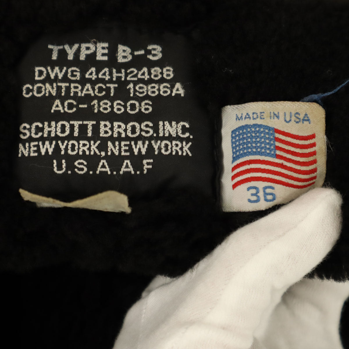 schott ショット USA製 羊革 シープスキン レザー B-3 ムートンジャケット 36 ブラウン ボマー フライト メンズ