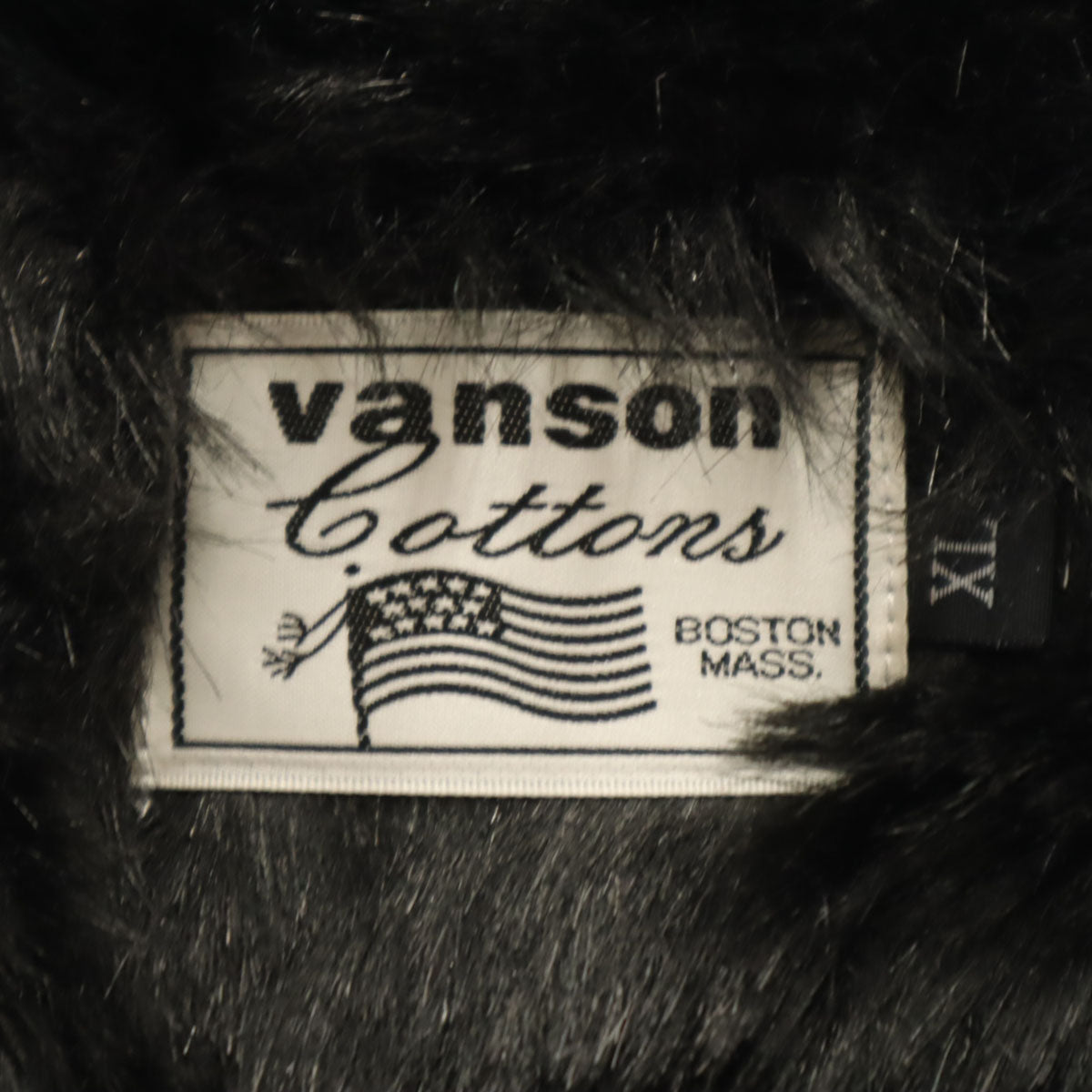VANSON Cottons バンソンコットンズ バックスカル ニットジャケット XL ブラック 裏フェイクファー メンズ