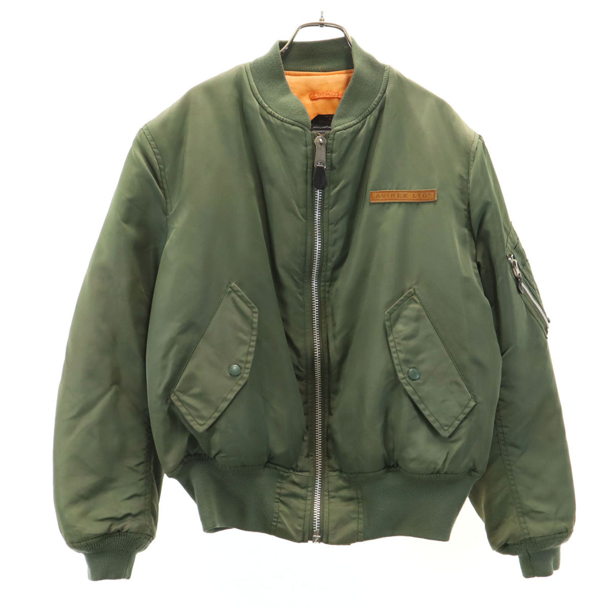 AVIREX アヴィレックス バックロゴ MA-1 フライトジャケット M カーキ 中綿 メンズ