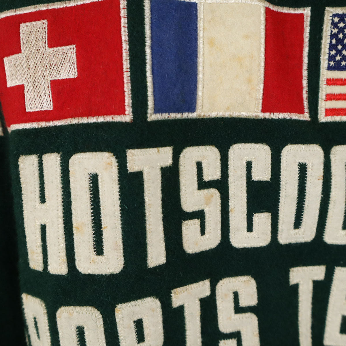 HOTSCOOP ホットスクープ 70s 日本製 ウールブレンド ヴィンテージ スタジャン F グリーン系 袖レザー メンズ