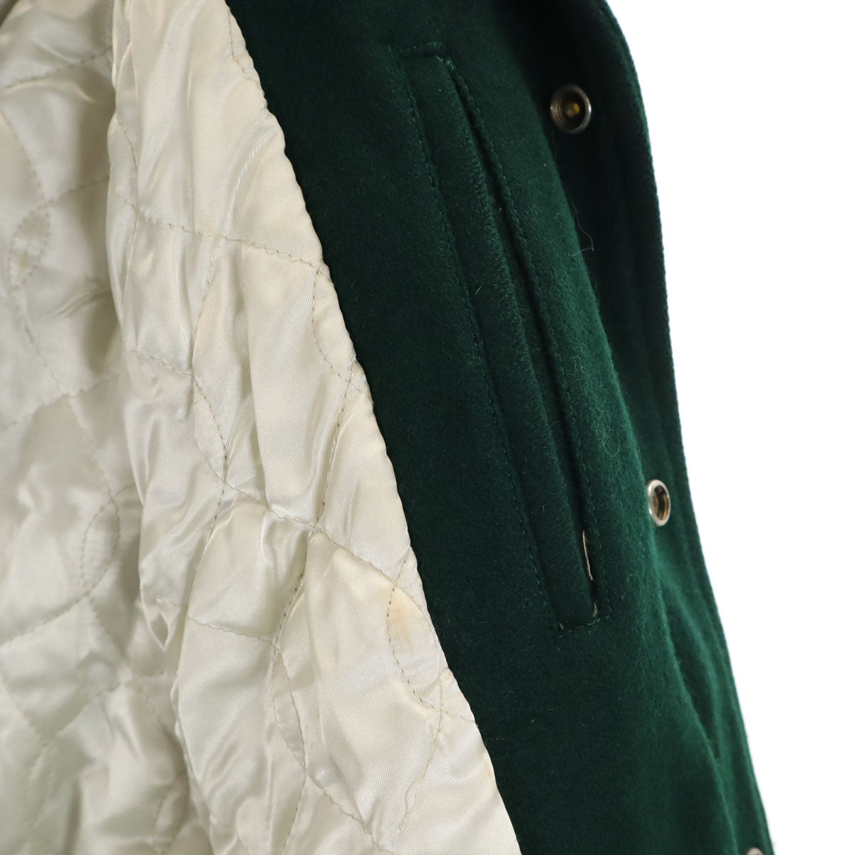 HOTSCOOP ホットスクープ 70s 日本製 ウールブレンド ヴィンテージ スタジャン F グリーン系 袖レザー メンズ