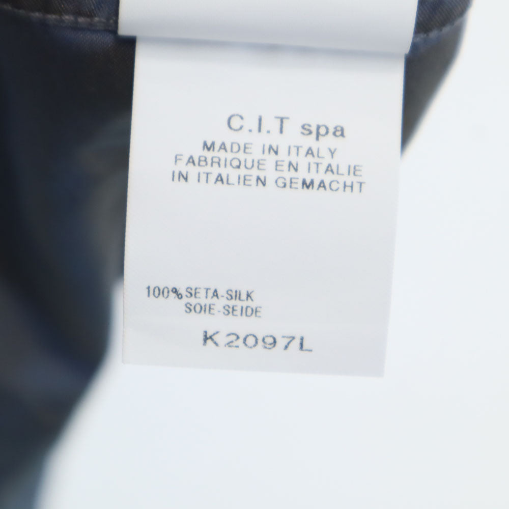 未使用 GIORGIO ARMANI ジョルジオアルマーニ イタリア製 長袖 バンドカラーシャツ 40 ブルー 変形 レディース