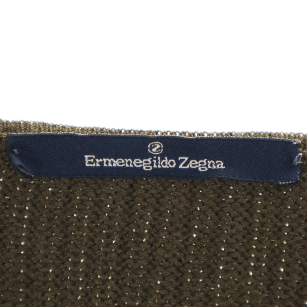 Ermenegildo Zegna エルメネジルドゼニア イタリア製 長袖 Vネック ニット M カーキ メンズ
