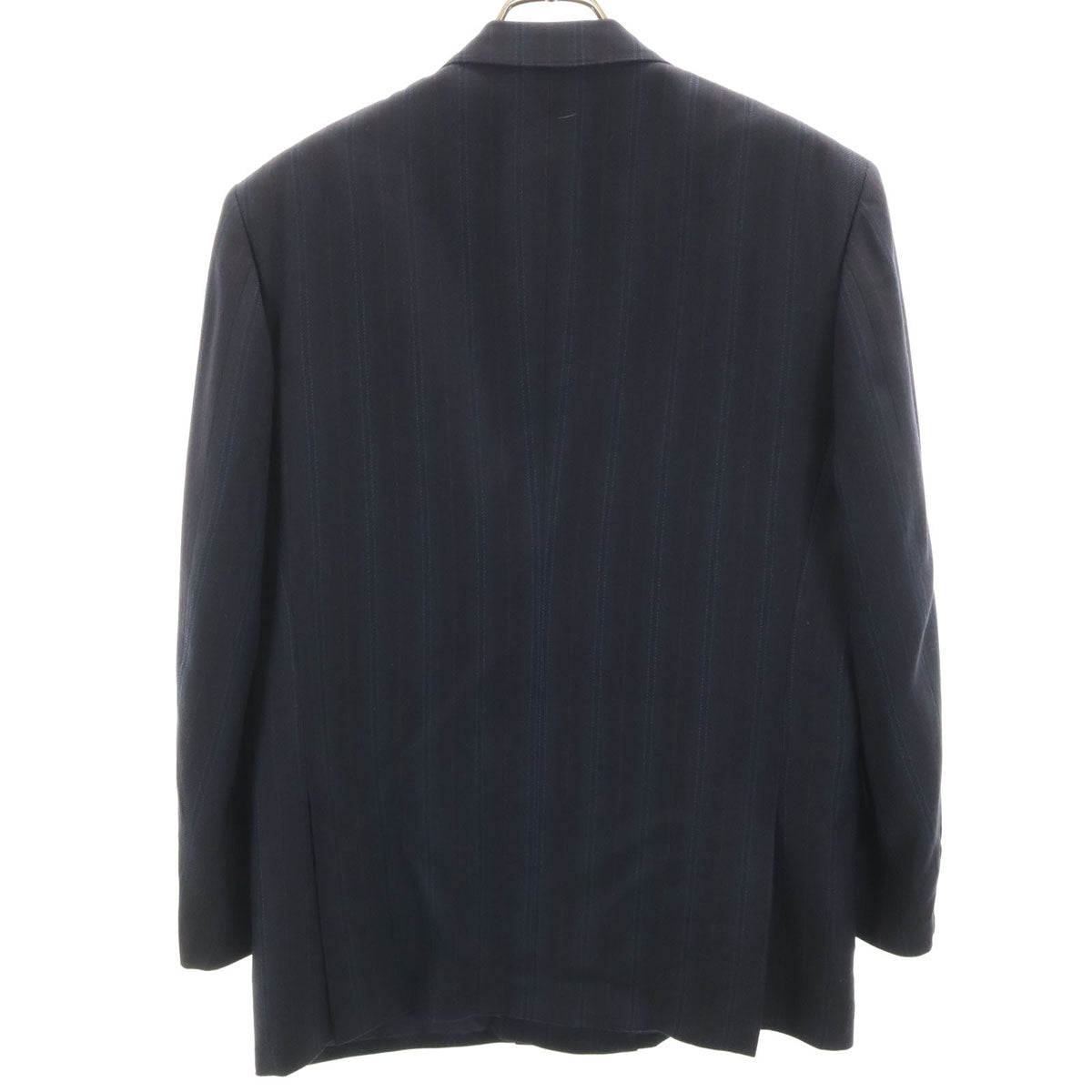 LANVIN ランバン 80s 90s シルクウールブレンド オールド ストライプ テーラードジャケット R46-44 ネイビー メンズ