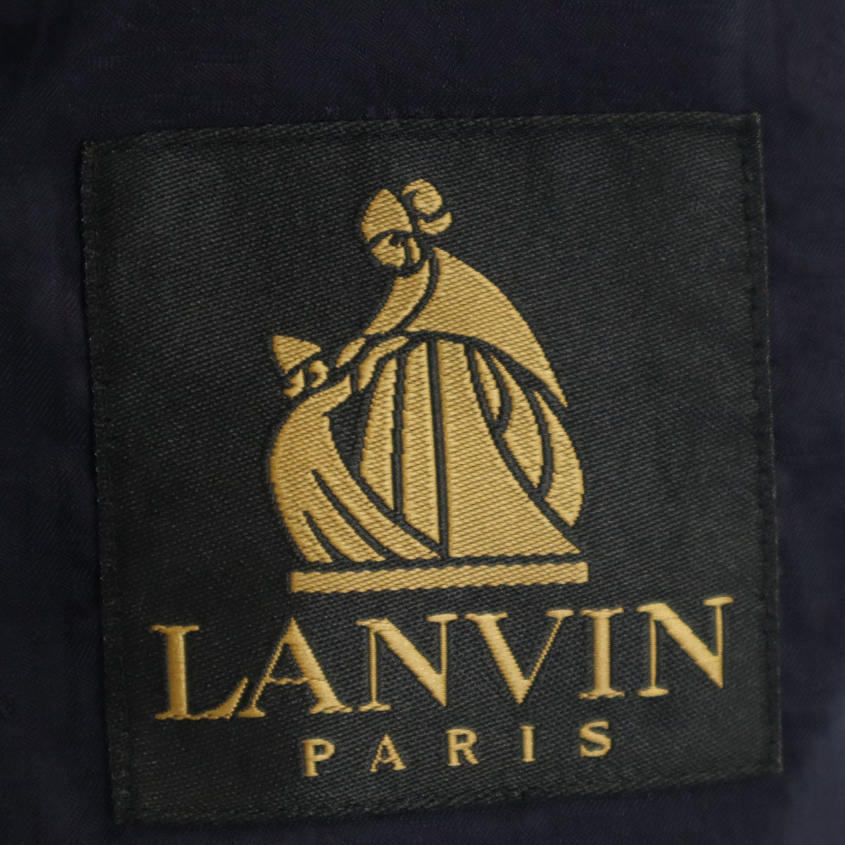 LANVIN ランバン 80s 90s シルクウールブレンド オールド ストライプ テーラードジャケット R46-44 ネイビー メンズ