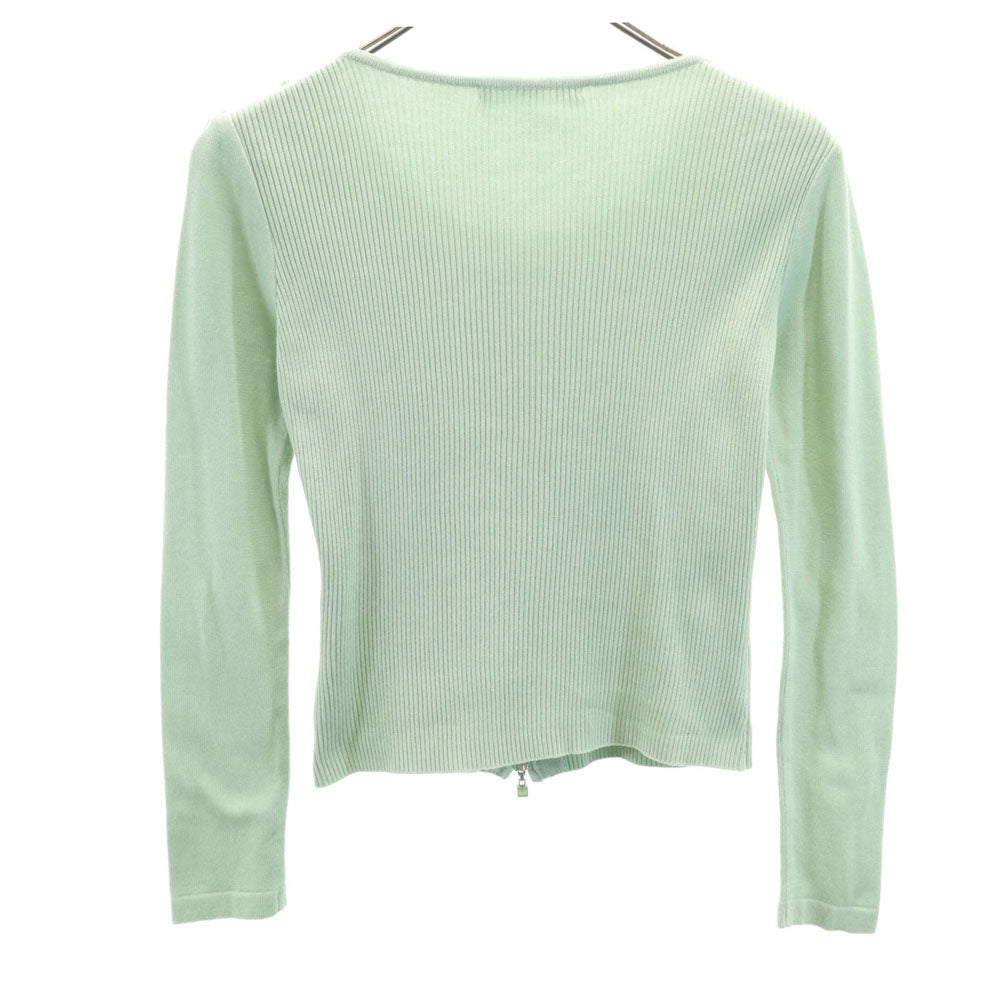 Rene ルネ 日本製 長袖 ジップアップ ニットカーディガン 34 ライトグリーン レディース