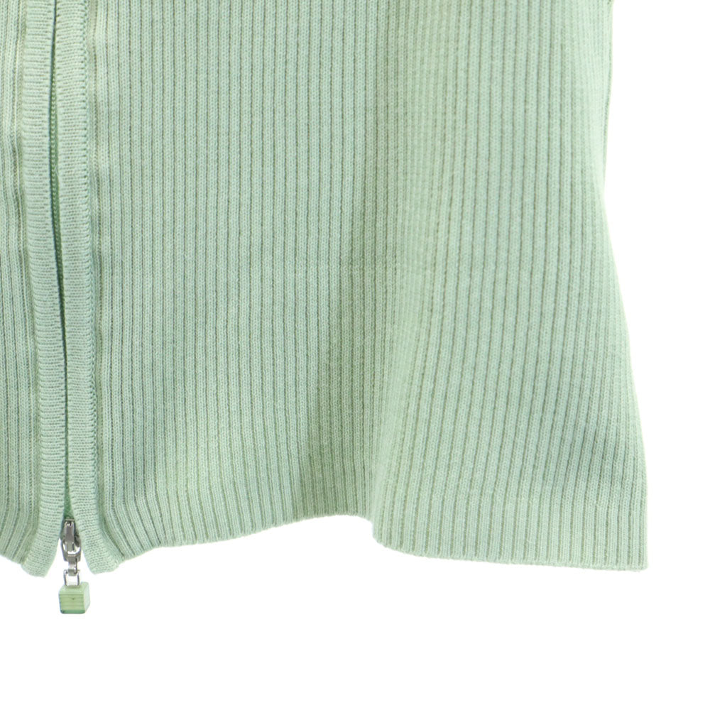 Rene ルネ 日本製 長袖 ジップアップ ニットカーディガン 34 ライトグリーン レディース