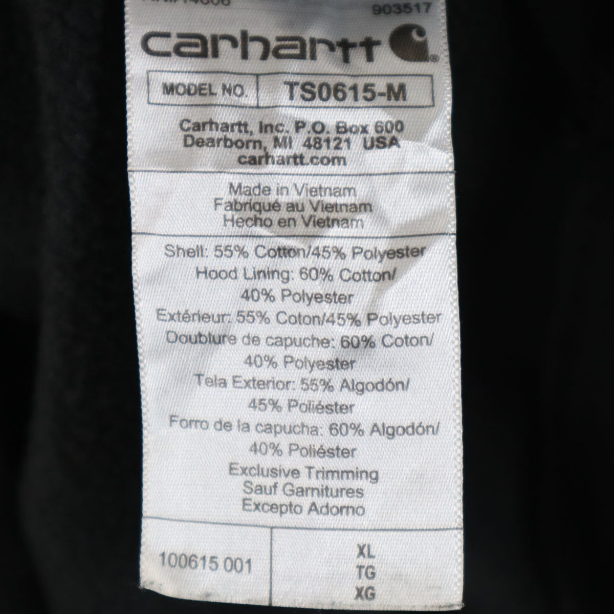 Carhartt カーハート 長袖 スウェットパーカー XL ブラック 裏起毛 プルオーバー メンズ