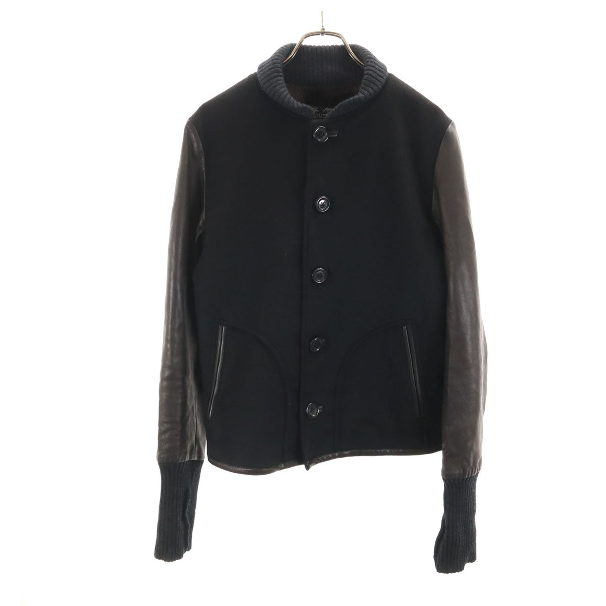 slow gun & co スローガンアンドコー 日本製 切替 ジャケット 3 ブラック 袖レザー レディース