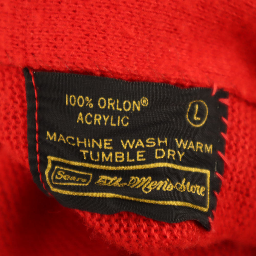 Sears シアーズ 70s ヴィンテージ 長袖 アクリル カーディガン L レッド メンズ