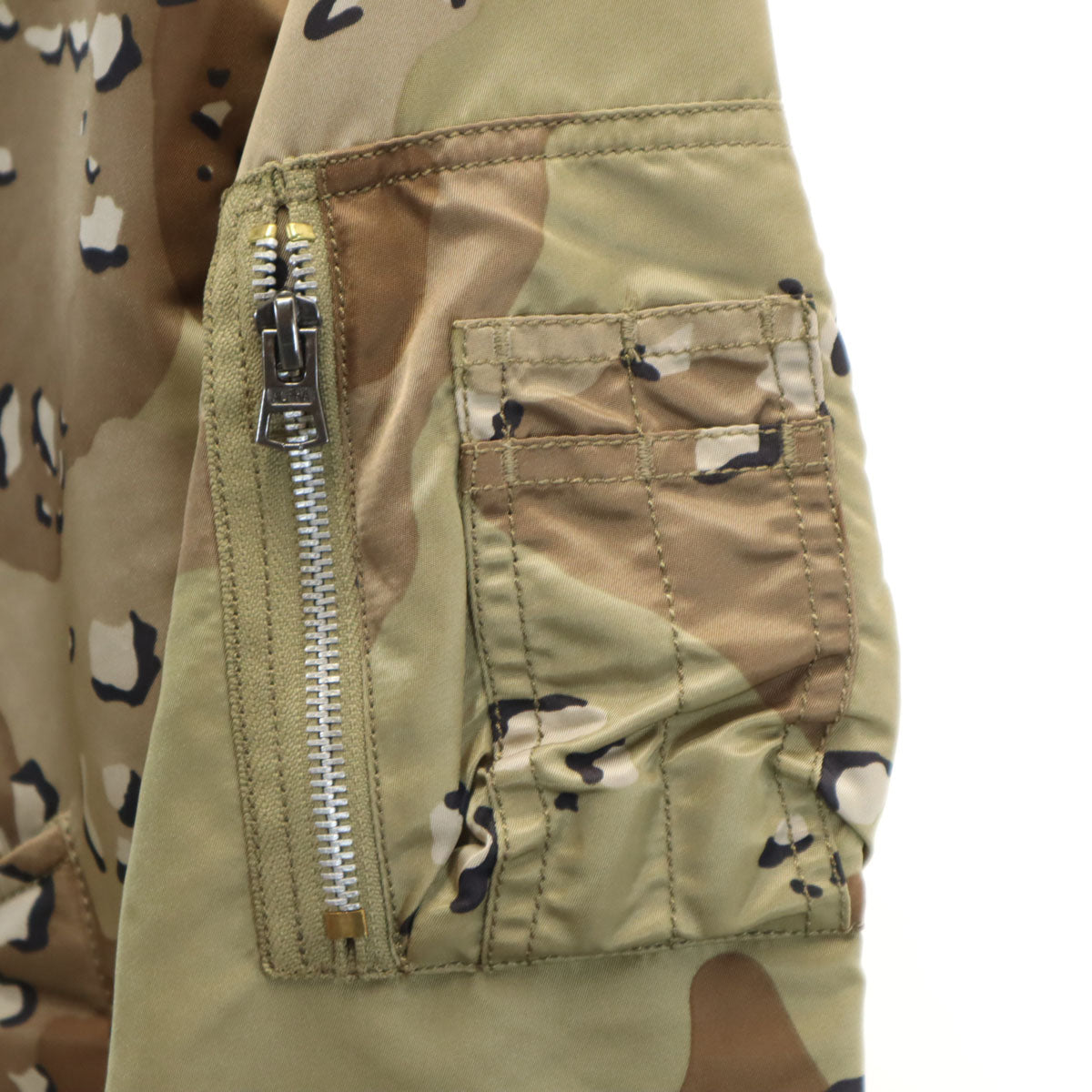 美品 ALPHA アルファ チョコチップカモ リバーシブル MA-1 フライトジャケット L オリーブ系 スリムフィット メンズ